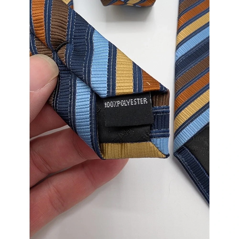 Bergamo New York Men's Necktie Tie Polyester Jacquard Stripe Fitted 58